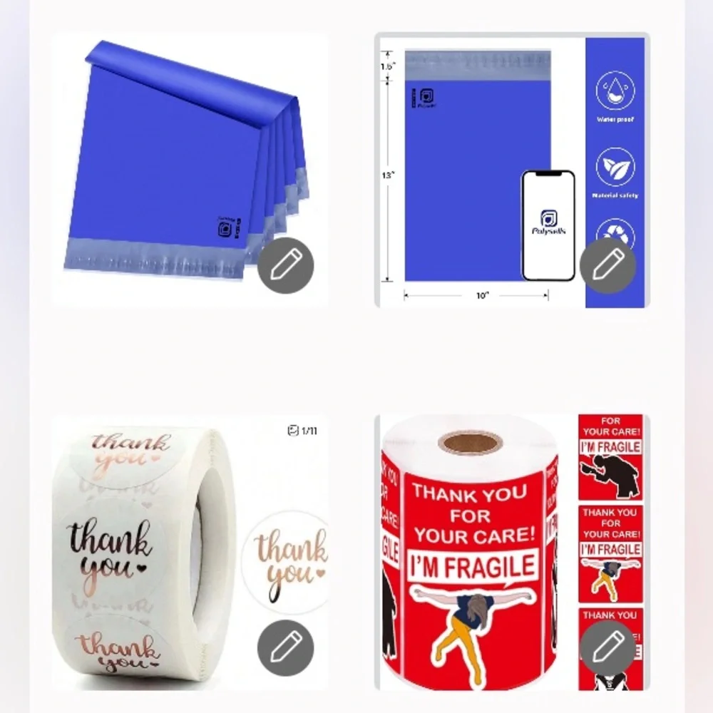 30 Poly Mailers 10” x 13” + 33 Bonus Stickers